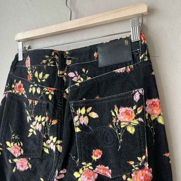 R13 Black Kick‎ Fit Floral Print High Rise Cropped Flare Pants Size 27 - Picture 10 of 13